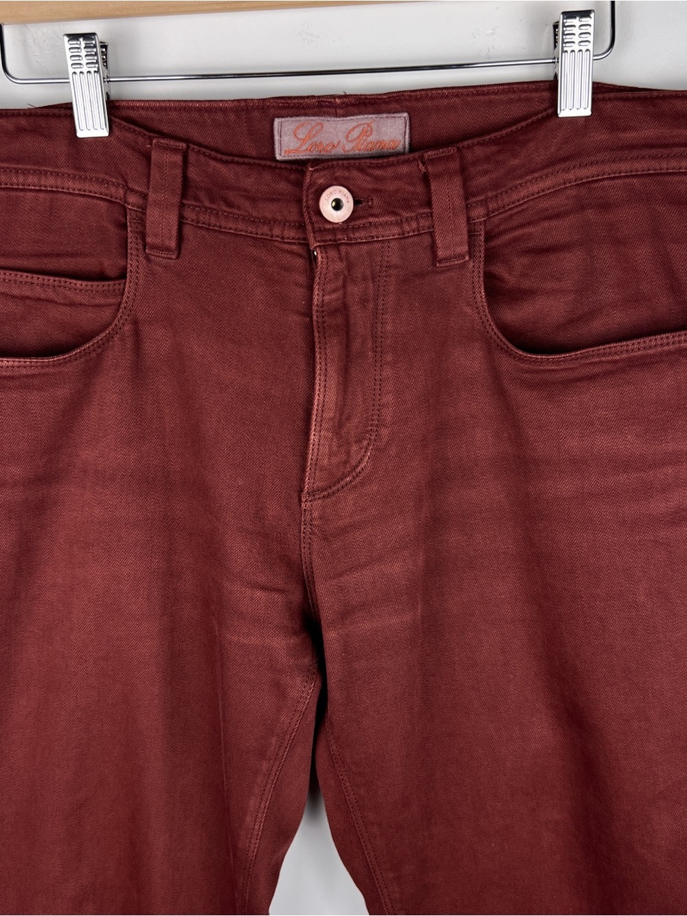 Loro Piana 5 Tasche Slim 34x32 Slim Jeans Burgundy Made in Italy